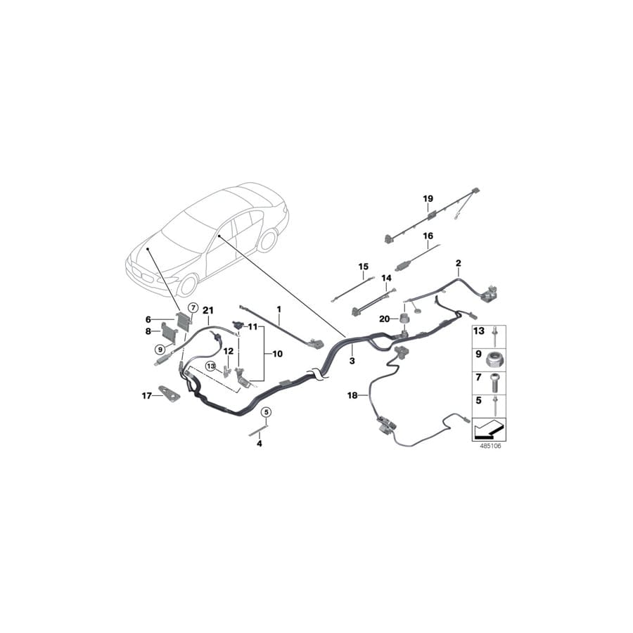Genuine BMW 61129237192 F12 F06 Ground Cable L=190mm (Inc. 650iX 4.4, 650i & 650iX)