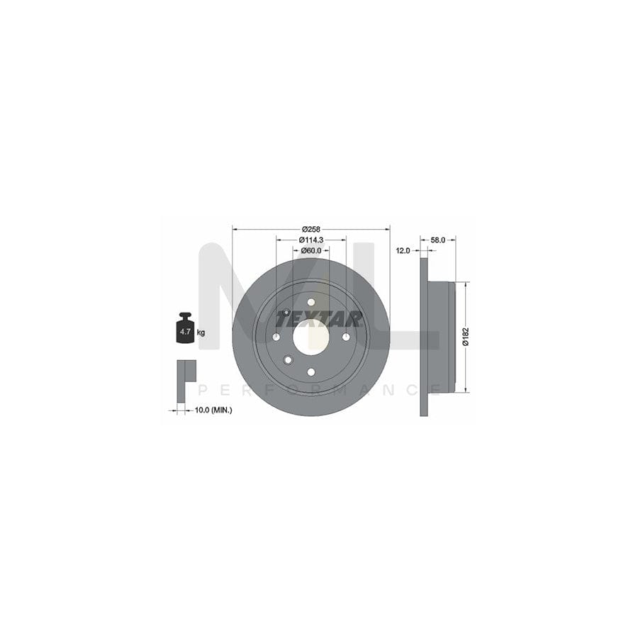 TEXTAR PRO 92269903 Brake Disc Solid, Coated, without wheel hub, without wheel studs  - 1 piece