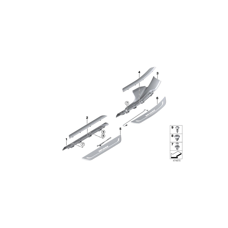 Genuine BMW 51477407306 G11 G12 Cover Molding, Sill, Rear Inner Right CANBERRABEIGE (Inc. 730LdX, 750Li & Alpina B7)