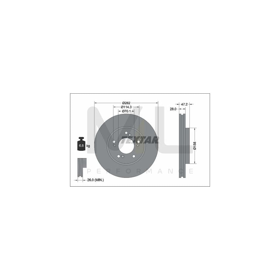 TEXTAR 92138700 Brake Disc Internally Vented, without wheel hub, without wheel studs  - 1 piece