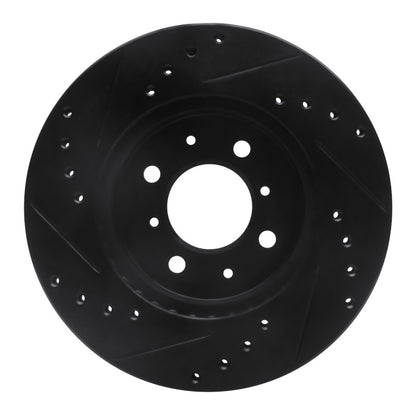 R1 Concepts R1 88-91 Honda Accord Sedan Front Right Drilled & Slotted Black Brake Rotor