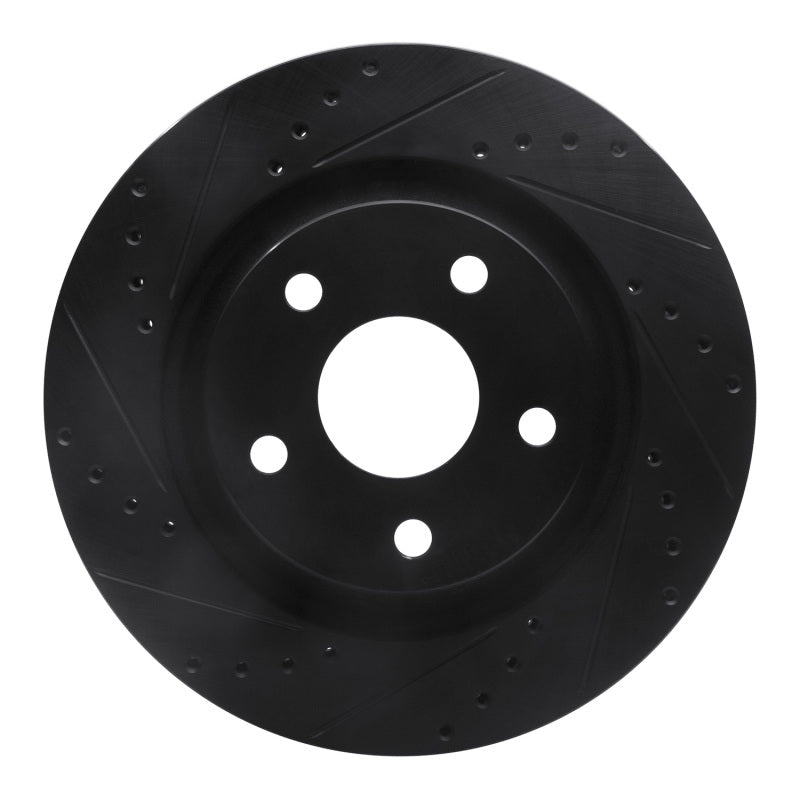 R1 Concepts R1 12-18 Jeep Wrangler Front Left Drilled & Slotted Black Brake Rotor