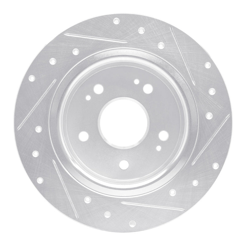 R1 Concepts R1 2016-2025 Honda Accord Sedan Rear Left Drilled & Slotted Silver Brake Rotor