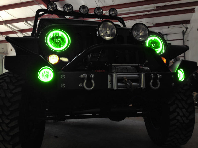 ORACLE Lighting Oracle 07-17 Jeep Wrangler Surface Mount LED Headlight Halo Kit - Green