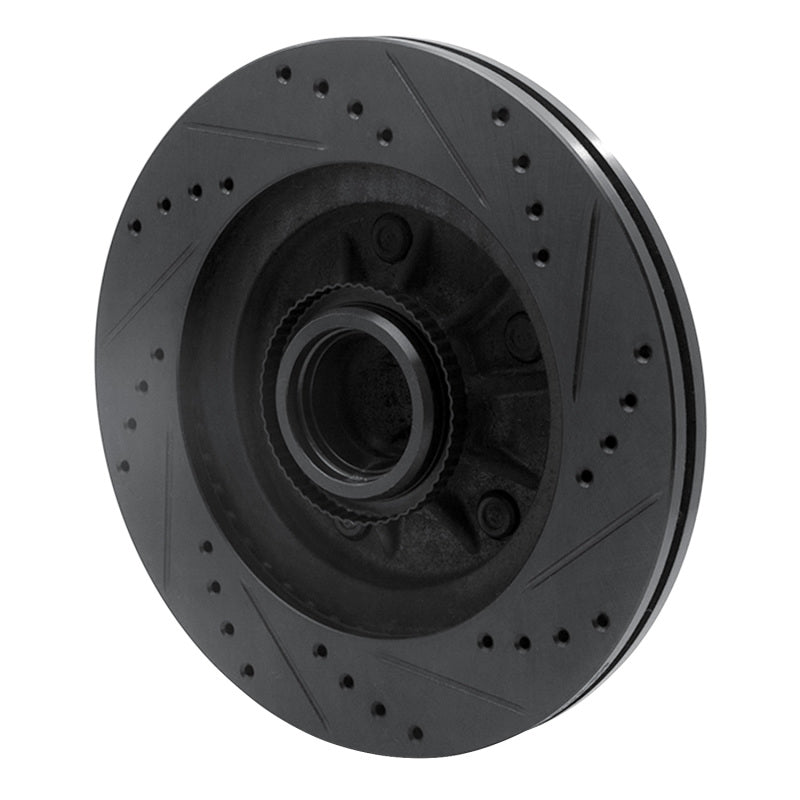R1 Concepts R1 97-99 Ford F-150 RWD Front Left Drilled & Slotted Black Brake Rotor