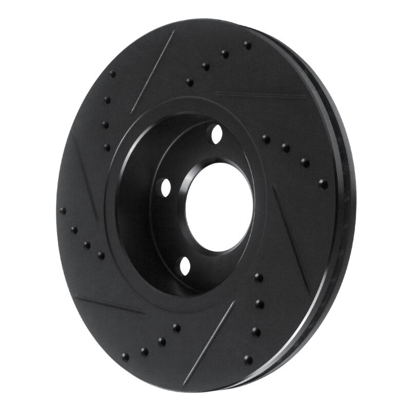 R1 Concepts R1 85-91 Audi 5000S Front Right Drilled & Slotted Black Brake Rotor