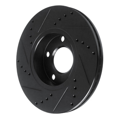 R1 Concepts R1 85-91 Audi 5000S Front Right Drilled & Slotted Black Brake Rotor