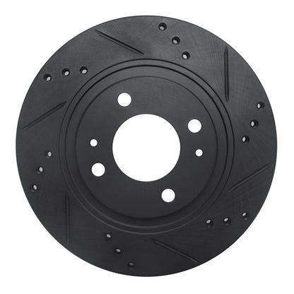 R1 Concepts R1 12-17 Mitsubishi I-MIEV Front Right Drilled & Slotted Black Brake Rotor