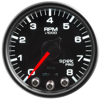 Autometer Spek-Pro Gauge Fuel Press 2 1/16in 15psi Stepper Motor W/Peak & Warn Blk/Blk
