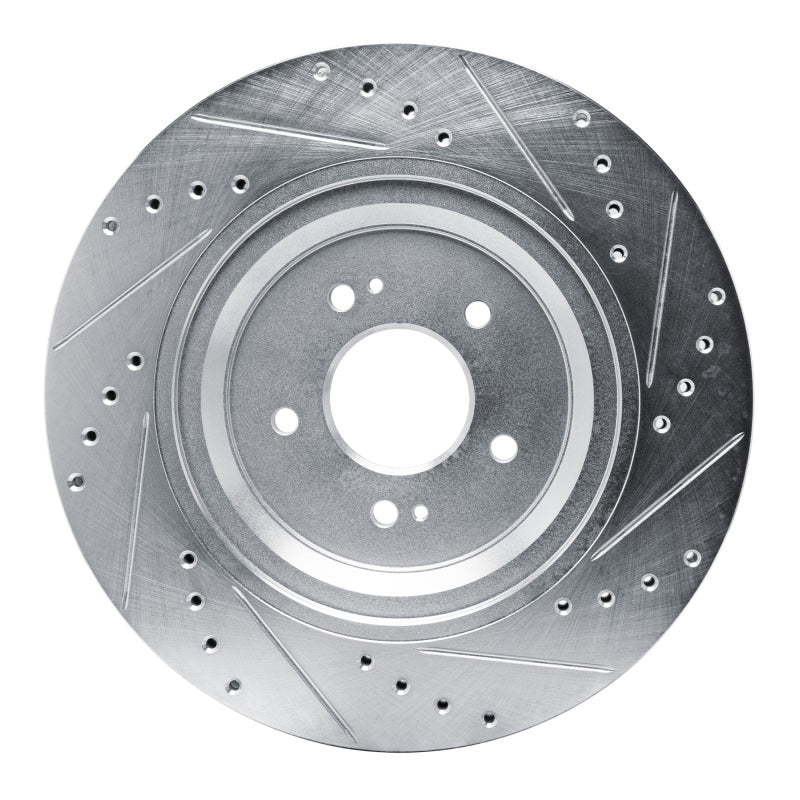R1 Concepts R1 19-22 Genesis G90 Rear Left Drilled & Slotted Silver Brake Rotor
