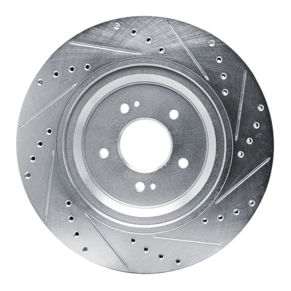 R1 Concepts R1 19-22 Genesis G90 Rear Left Drilled & Slotted Silver Brake Rotor