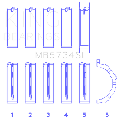 King Engine Bearings Ford 302 Cid Coyote (Size +0.75mm) Main Bearing Set