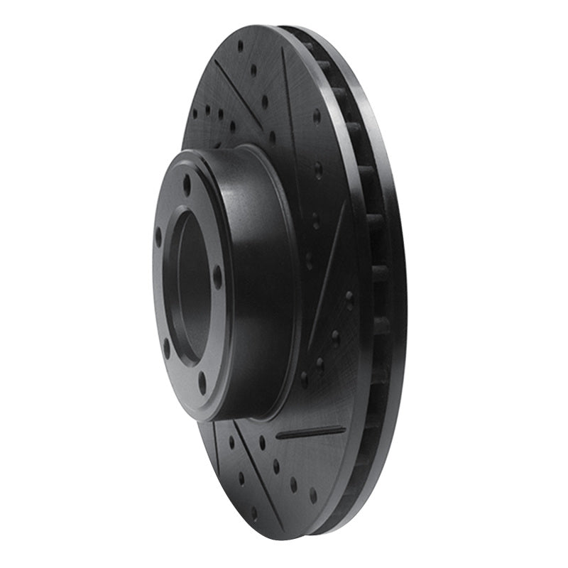 R1 Concepts R1 71-97 Jaguar XJ12 Front Right Drilled & Slotted Black Brake Rotor