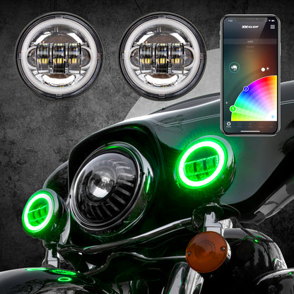 XKGLOW XK Glow 4.5In Chrome RGB LED Harley Running Light XKchrome Bluetooth App Controlled Kit