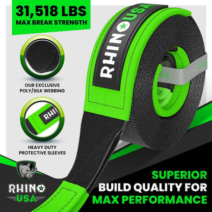 Rhino USA Recovery Tree Saver Strap 3Inx8Ft (Black)