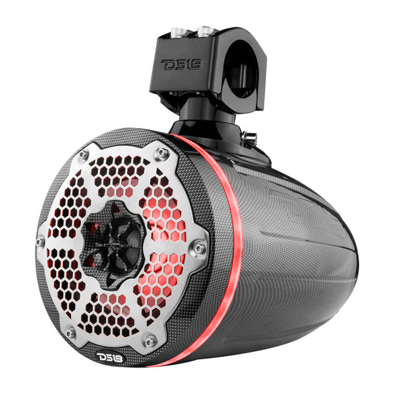DS18 Marine And Powersports Towers 6.5in 100 Watts RMS RGB LED Lights Black Carbon Fiber