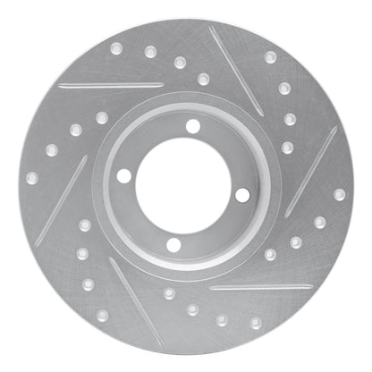 R1 Concepts R1 74-79 Lotus Eclat Front Left Drilled & Slotted Silver Brake Rotor