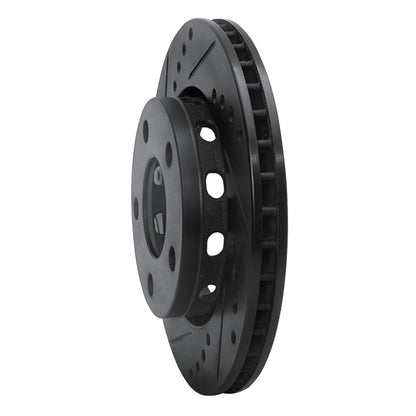 R1 Concepts R1 00-02 Audi S4 Rear Left Drilled & Slotted Black Brake Rotor