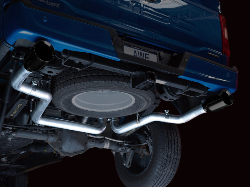 AWE Tuning 0FG 21+ Ford F150 Dual Split Rear Cat-Back Exhaust- 5in Diamond Black Tips