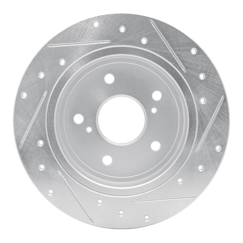 R1 Concepts R1 10-13 Suzuki Kizashi Rear Left Drilled & Slotted Silver Brake Rotor