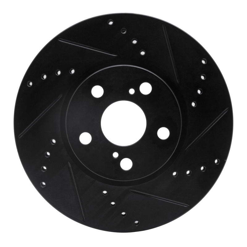 R1 Concepts R1 08-19 Pontiac Vibe Front Right Drilled & Slotted Black Brake Rotor