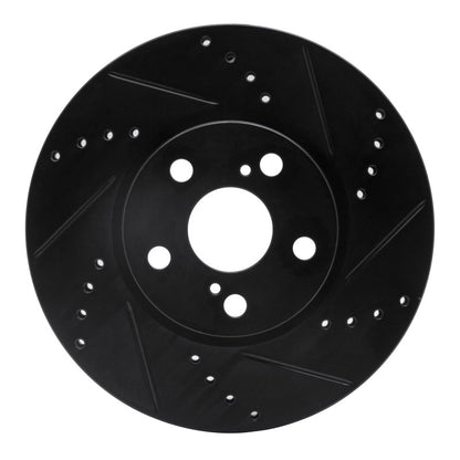 R1 Concepts R1 08-19 Pontiac Vibe Front Right Drilled & Slotted Black Brake Rotor