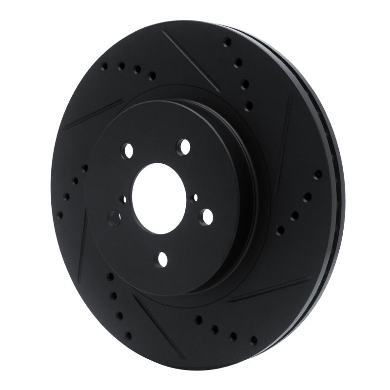 R1 Concepts R1 17-23 Subaru Impreza Front Right Drilled & Slotted Black Brake Rotor
