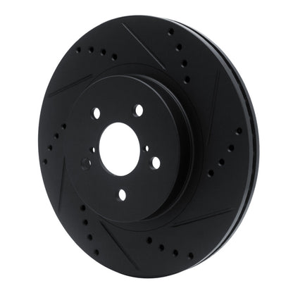 R1 Concepts R1 17-23 Subaru Impreza Front Right Drilled & Slotted Black Brake Rotor