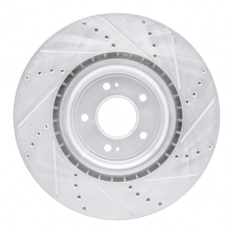 R1 Concepts R1 08-15 Mitsubishi Lancer Front Left Drilled & Slotted Silver Brake Rotor
