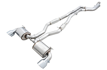 AWE Tuning 2020 Toyota Supra A90 Resonated Touring Edition Exhaust - 5in Chrome Silver Tips