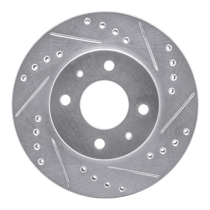 R1 Concepts R1 95-00 Nissan Sentra Front Right Drilled & Slotted Silver Brake Rotor