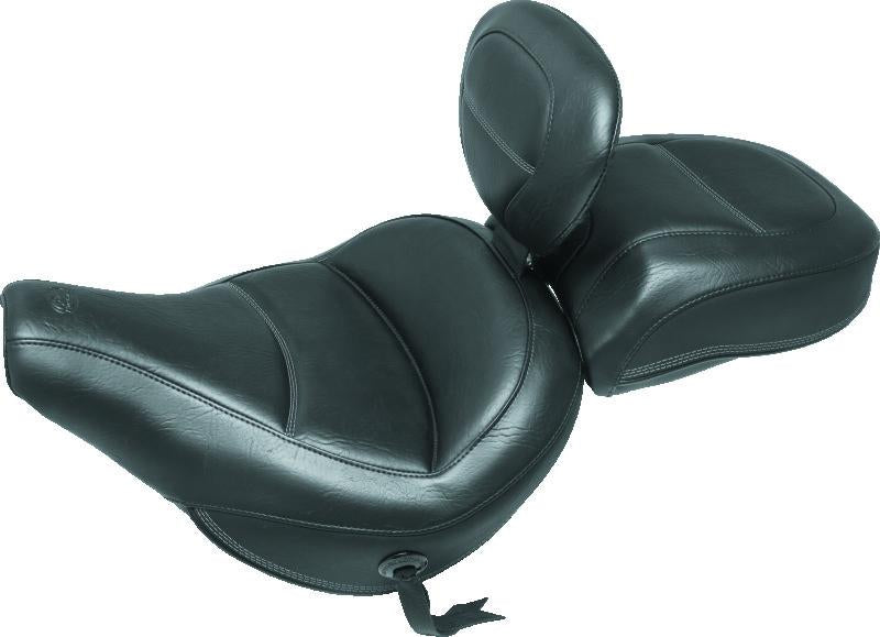 Mustang Motorcycle Mustang 18-21 Harley Heritage Classic Standard Deluxe Touring Solo Seat w/Driver Backrest - Black