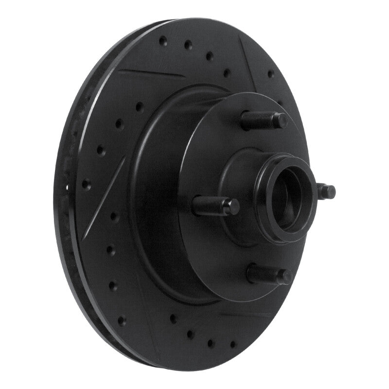 R1 Concepts R1 78-93 Ford Mustang Front Right Drilled & Slotted Black Brake Rotor