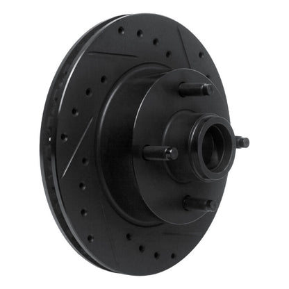 R1 Concepts R1 78-93 Ford Mustang Front Right Drilled & Slotted Black Brake Rotor