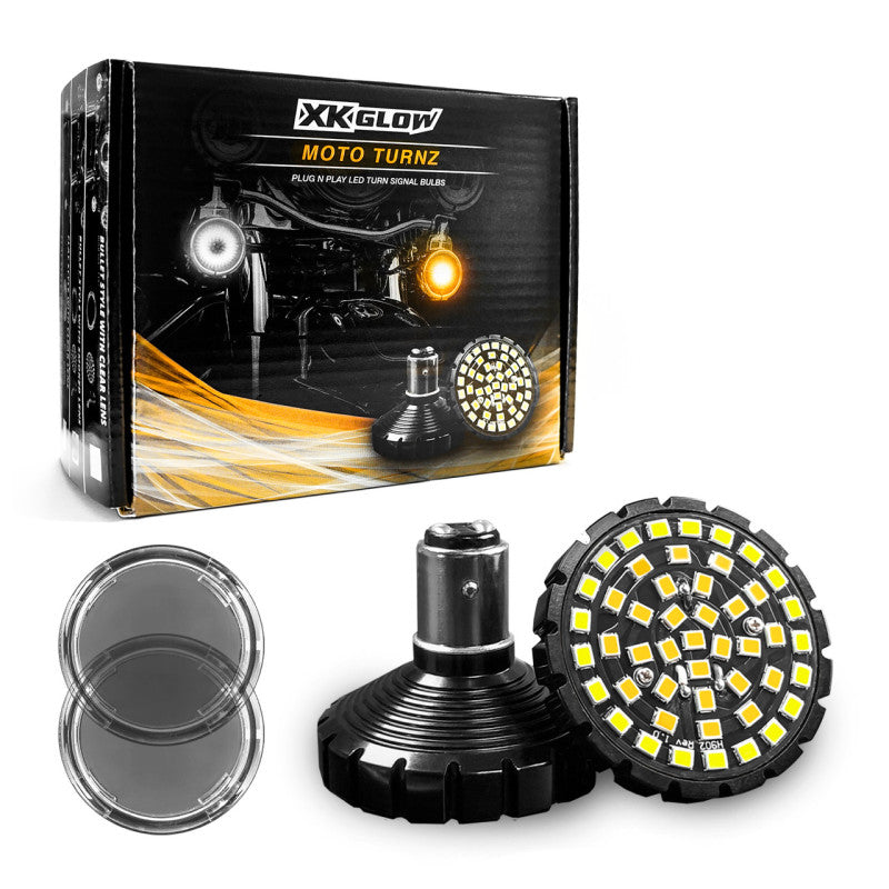 XKGLOW XK Glow Motorcycle Front LED Turn Signal Kit - Bulet Style Smoked Lenses