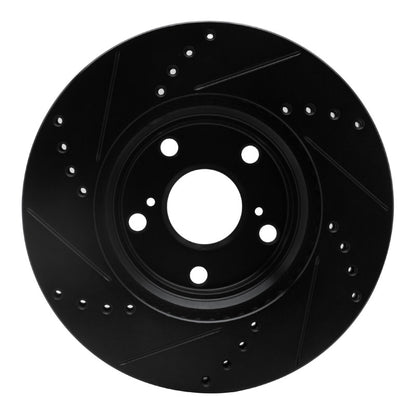 R1 Concepts R1 99-07 Lexus ES300 Front Right Drilled & Slotted Black Brake Rotor