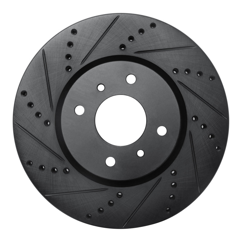 R1 Concepts R1 04-06 Nissan Sentra Front Left Drilled & Slotted Black Brake Rotor