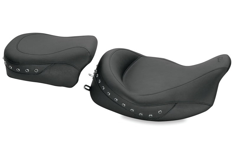 Mustang Motorcycle Mustang 08-21 Harley Electra Glide,Rd Glide,Rd King,Street Glide Solo Seat w/Blk Pearl Studs- Black