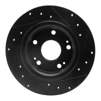 R1 Concepts R1 17-20 Honda Civic Sedan Rear Left Drilled & Slotted Black Brake Rotor