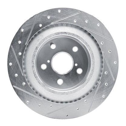 R1 Concepts R1 21-22 Lexus RC300 Rear Right Drilled & Slotted Silver Brake Rotor
