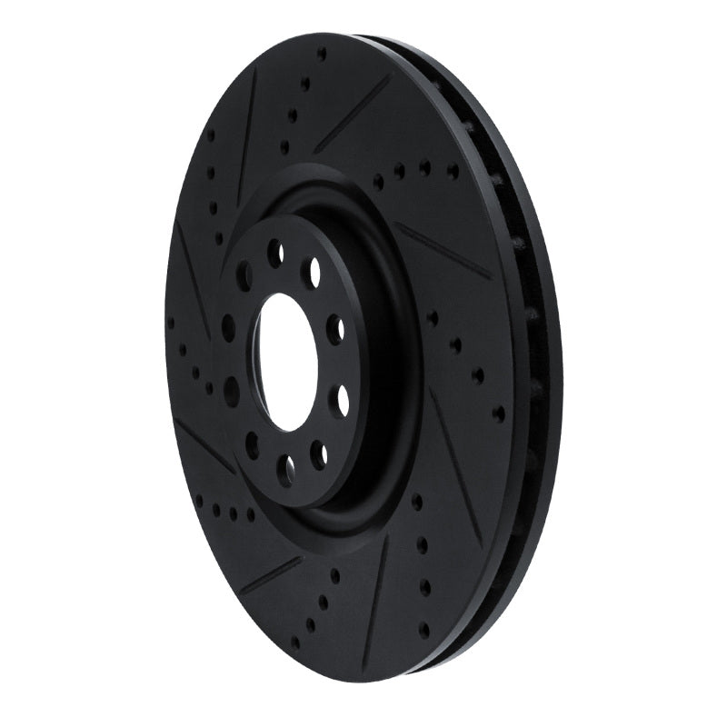 R1 Concepts R1 2017-2025 Alfa Romeo Stelvio Front Left Drilled & Slotted Black Brake Rotor