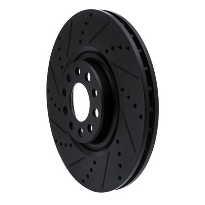 R1 Concepts R1 2017-2025 Alfa Romeo Stelvio Front Left Drilled & Slotted Black Brake Rotor