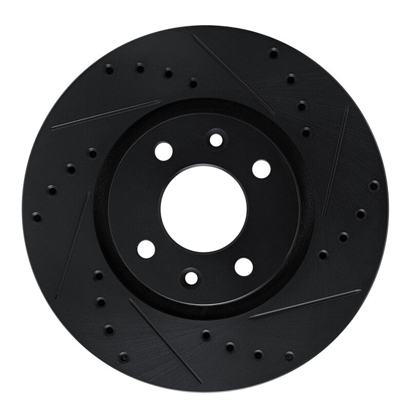 R1 Concepts R1 88-89 Eagle Medallion Front Right Drilled & Slotted Black Brake Rotor