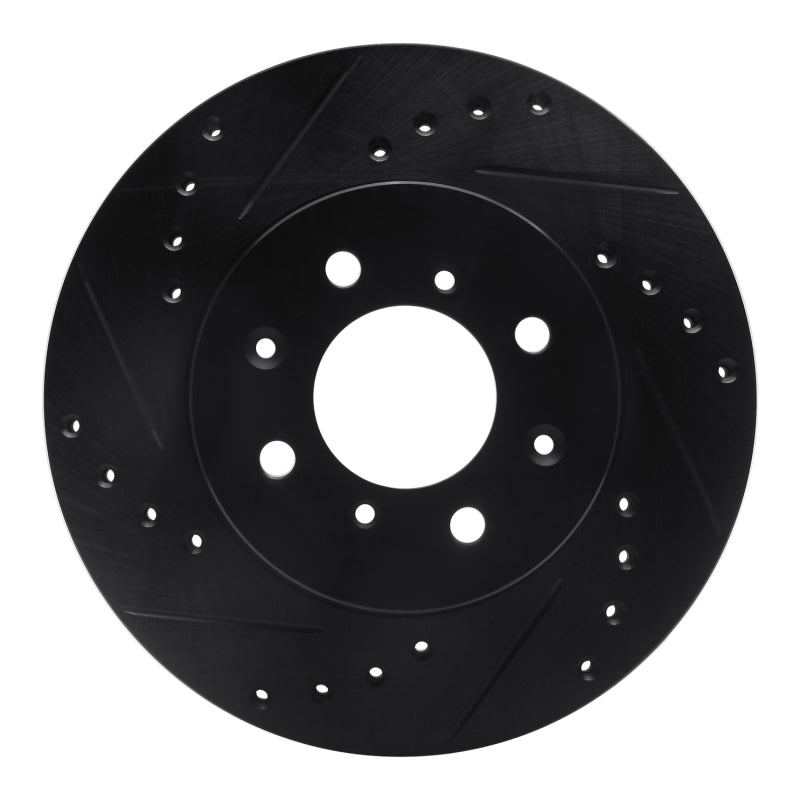 R1 Concepts R1 88-91 Honda Prelude Front Left Drilled & Slotted Black Brake Rotor