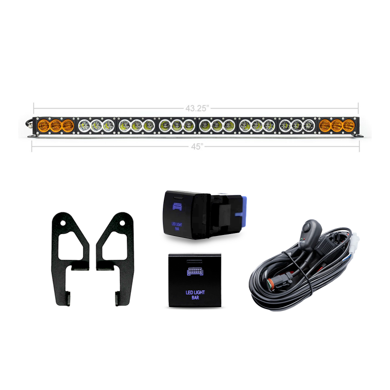 Cali Raised LED Cali Raised 2024+ Toyota Tacoma Premium Roof Rack Front Light Bar Kit - 43 In Dual Function W/ OEM