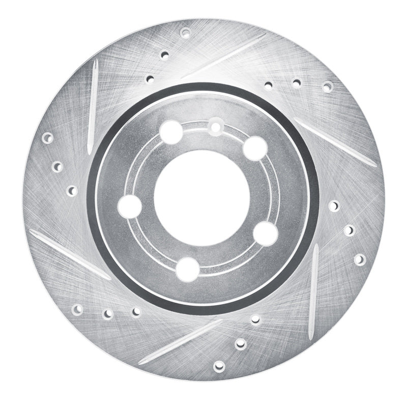 R1 Concepts R1 00-06 Audi TT Quattro Rear Left Drilled & Slotted Silver Brake Rotor