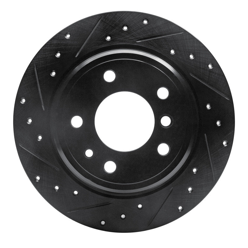 R1 Concepts R1 89-95 BMW 530I Rear Left Drilled & Slotted Black Brake Rotor