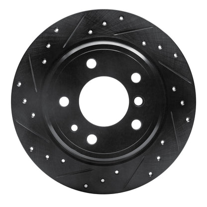R1 Concepts R1 89-95 BMW 530I Rear Left Drilled & Slotted Black Brake Rotor