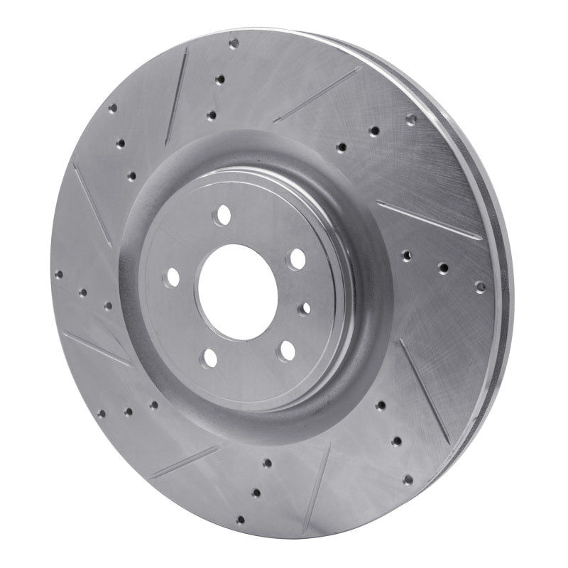 R1 Concepts R1 13-14 Ford Mustang Front Left Drilled & Slotted Silver Brake Rotor