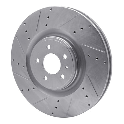 R1 Concepts R1 13-14 Ford Mustang Front Left Drilled & Slotted Silver Brake Rotor